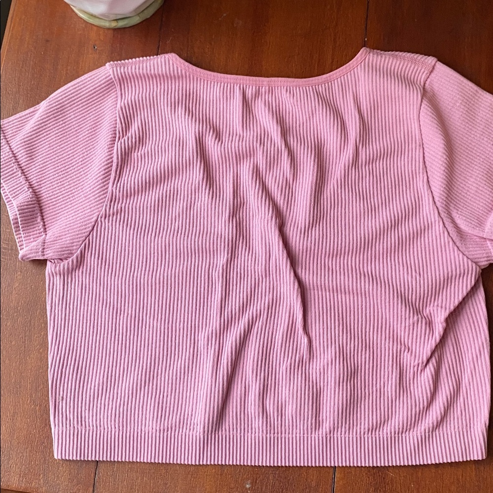 Bundle of 2 Garage Crop Tops Women’s Size Medium Pink Blue Green Stripe Summer - Picture 3 of 5
